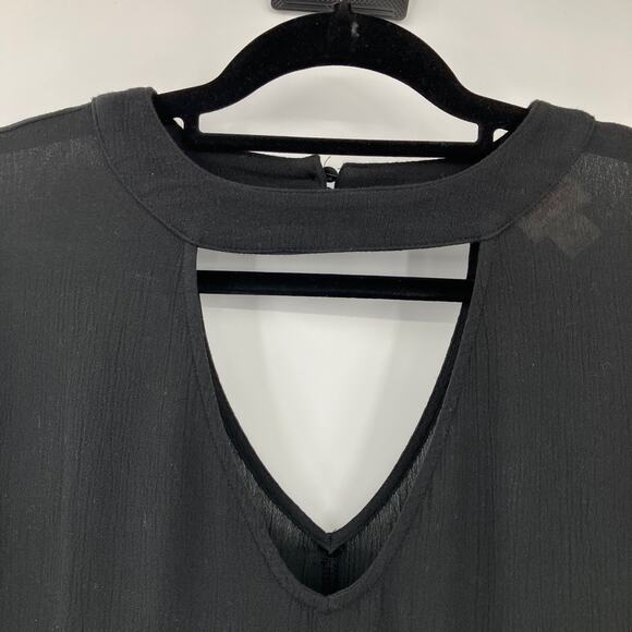 Mossimo Supply Co. Black Boho Gauzy Long Sleeve Keyhole Lightweight Mini Dress - Picture 6 of 8